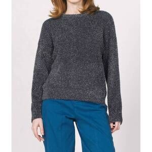 NEW ANOTHER LOVE ashley metallic sweater in silver nightfall